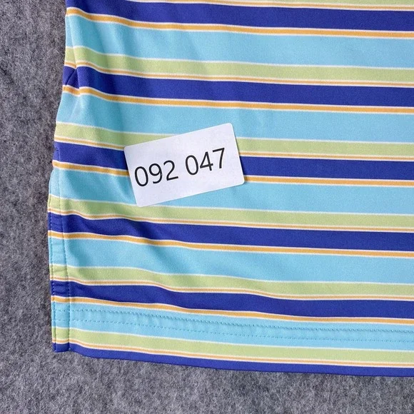 Peter Millar Polo Shirt Mens XL Blue Green Yellow Stripe Summer Comfort Golf - Picture 12 of 12